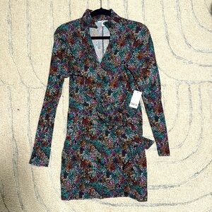Bar III Long Sleeve Mini Wrap Dress
